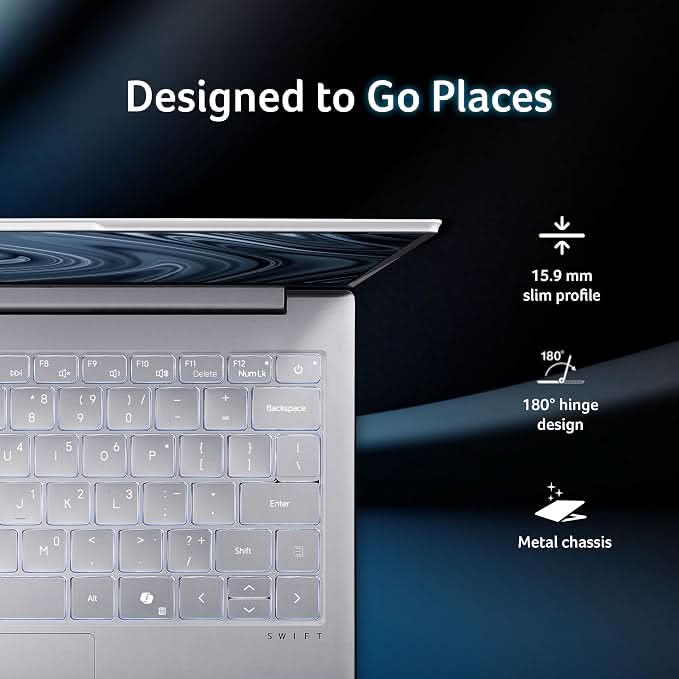 Acer Swift Lite 14 Laptop, Intel Core Ultra 5 115U, 16GB RAM, 512GB SSD, 14 Inch WUXGA OLED Display, Windows 11 Home, MS Office, Silver