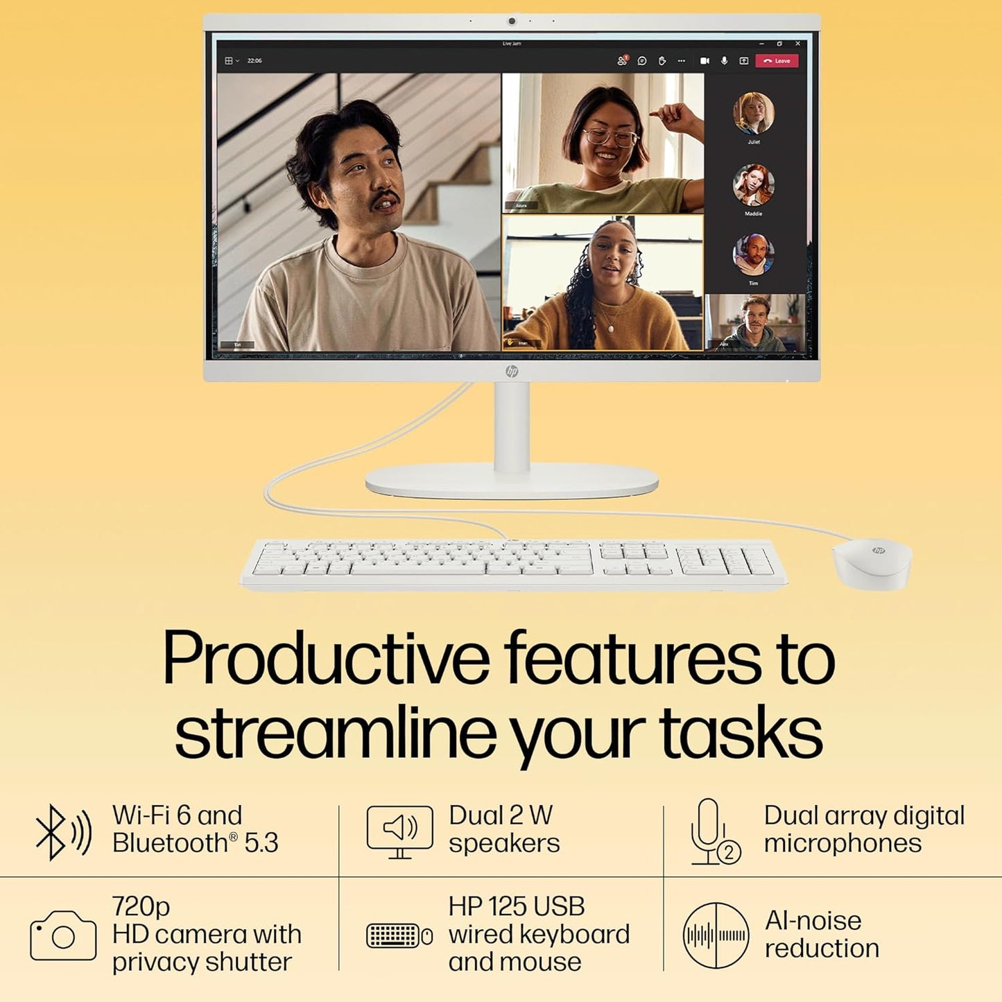 HP ALL-IN-ONE PC, WINDOWS 11 HOME, INTEL PROCESSOR N200, 21.45-INCH (54.5 CM), FHD, INTEL UHD GRAPHICS, 720P HD CAMERA W/PRIVACY SHUTTER, DUAL SPEAKERS (WIN 11, WHITE, 4.17 KG), DG0154IN