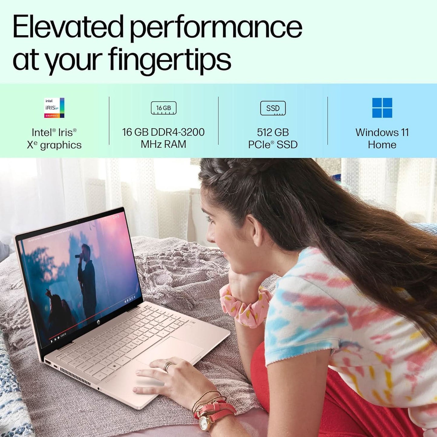 HP PAVILION 14 X360 INTEL CORE I7 13TH GEN 1355U - (16 GB/512 GB SSD/WINDOWS 11 HOME) 14-EK1152TU 2 IN 1 LAPTOP (14 INCH, PALE ROSE GOLD COVER & BASE, 1.51 KG, WITH MS OFFICE)