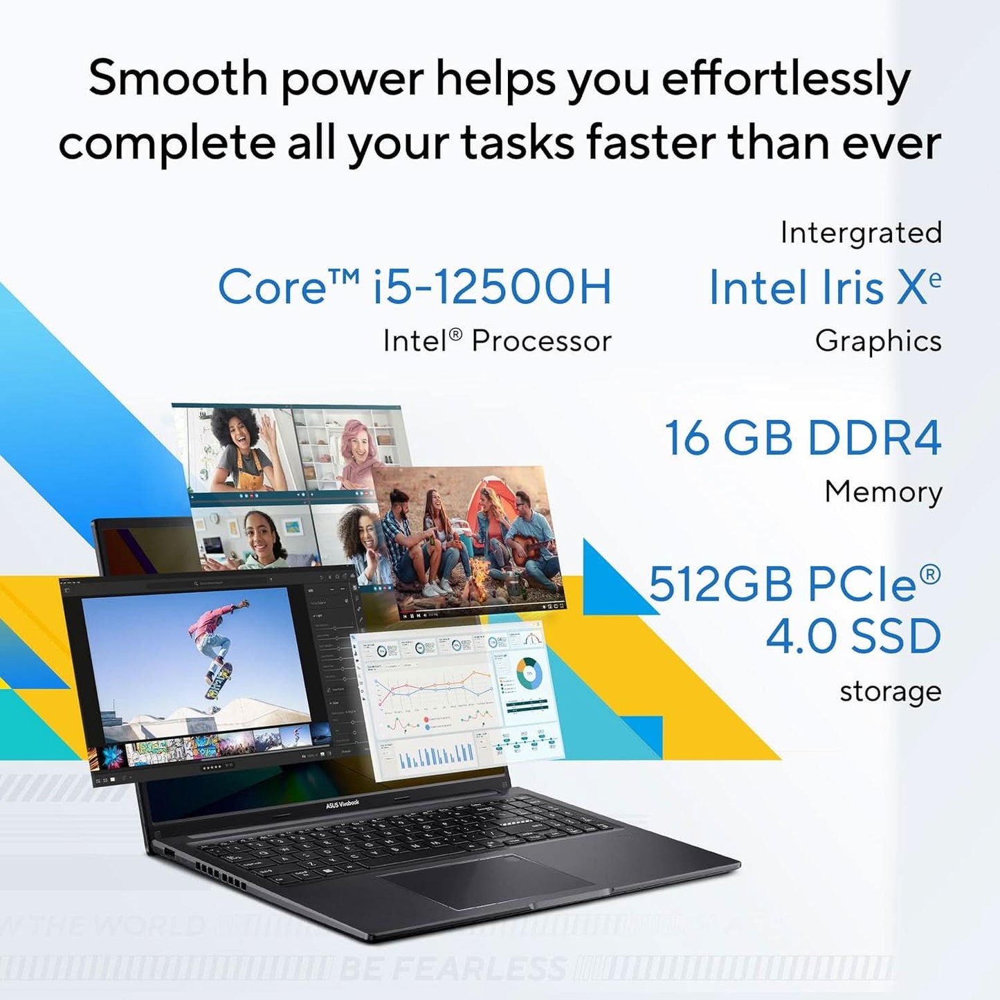 ASUS VIVOBOOK 16, 16 INCH (40.64CM) WUXGA 16:10 60 HZ, INTEL CORE I5-12500H, THIN & LIGHT LAPTOP (16GB DDR4/512GB SSD/INTEL IRIS XE GRAPHICS/WIN 11/OFFICE 2021/INDIE BLACK/1.88 KG), X1605ZAC-MB542WS