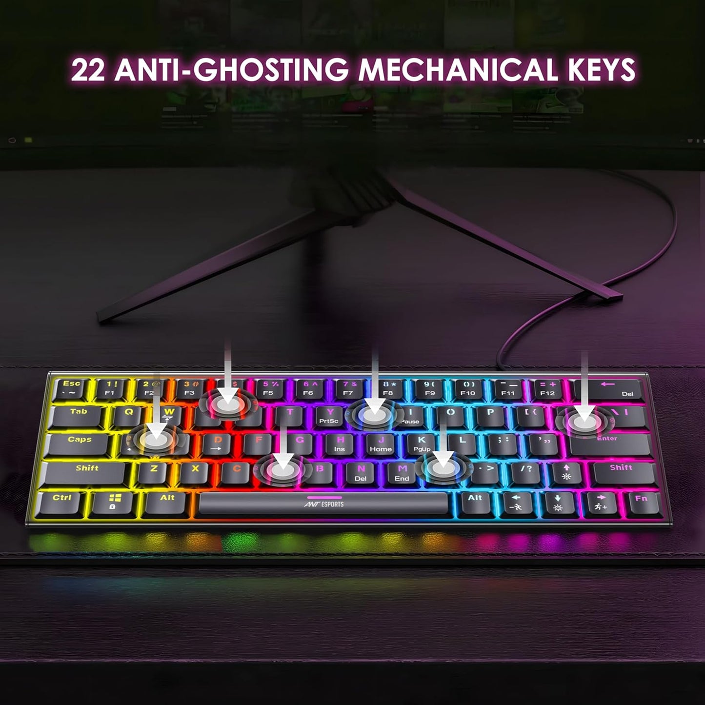 ANT ESPORTS MK1200 MINI 60% RGB MECHANICAL GAMING KEYBOARD