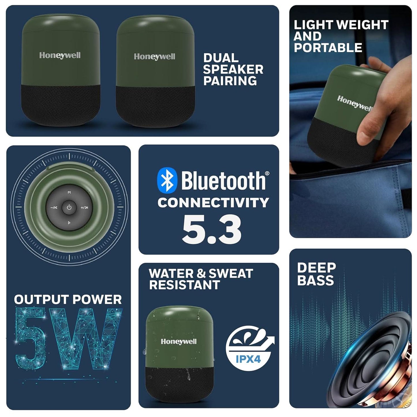HONEYWELL MOXIE V200 WIRELESS BLUETOOTH V5.3 PORTABLE SPEAKER,OG