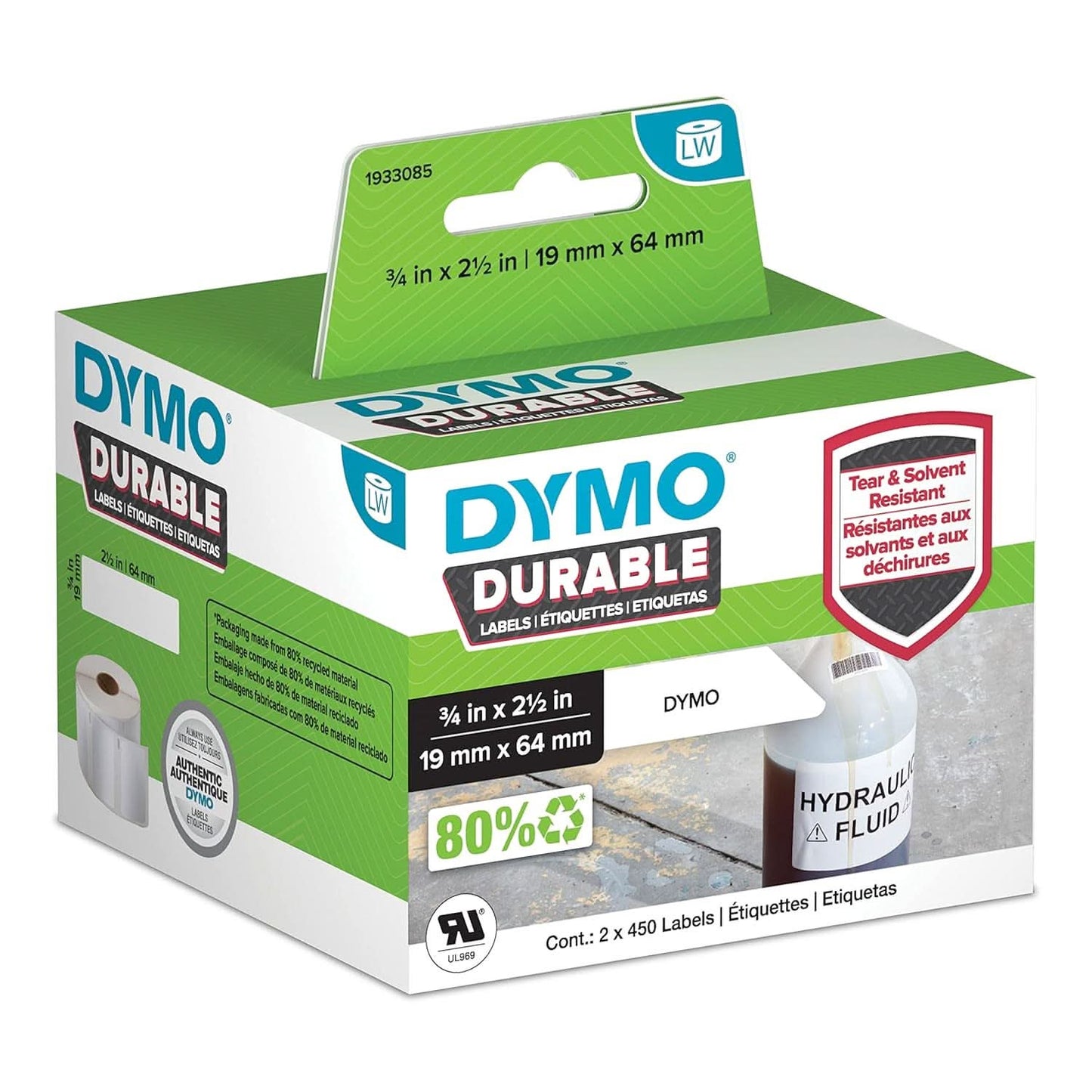 DYMO LW DURABLE 3/4" X 2-1/2" (19MM X 64MMX900NOS)