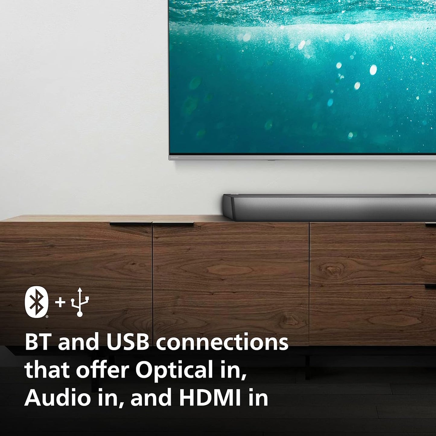 PHILIPS AUDIO TAB7807, BLACK 3.1CH,620WATT MAX OUTPUT, DOLBY ATMOS SOUNDBAR WITH WIRELESS SUBWOOFER FOR CINEMATIC EXPERIENCE, MULTIPLE CONNECTIVITY,HDMI EARC AND USB INPUT, BLUETOOTH