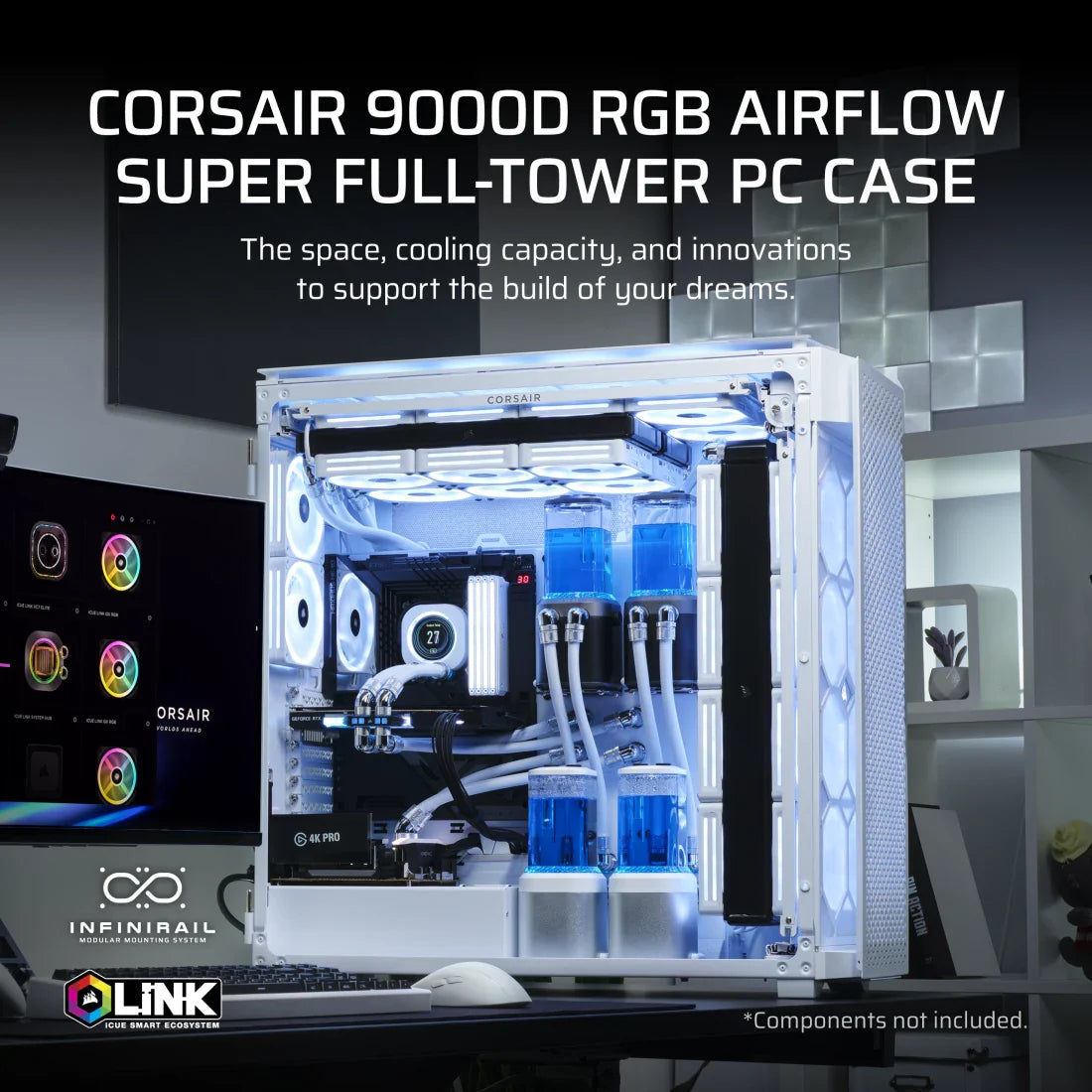 CORSAIR 9000D RGB AIRFLOW SUPER FULL TOWER ATX CABINET WHITE (CC-9011274-WW)