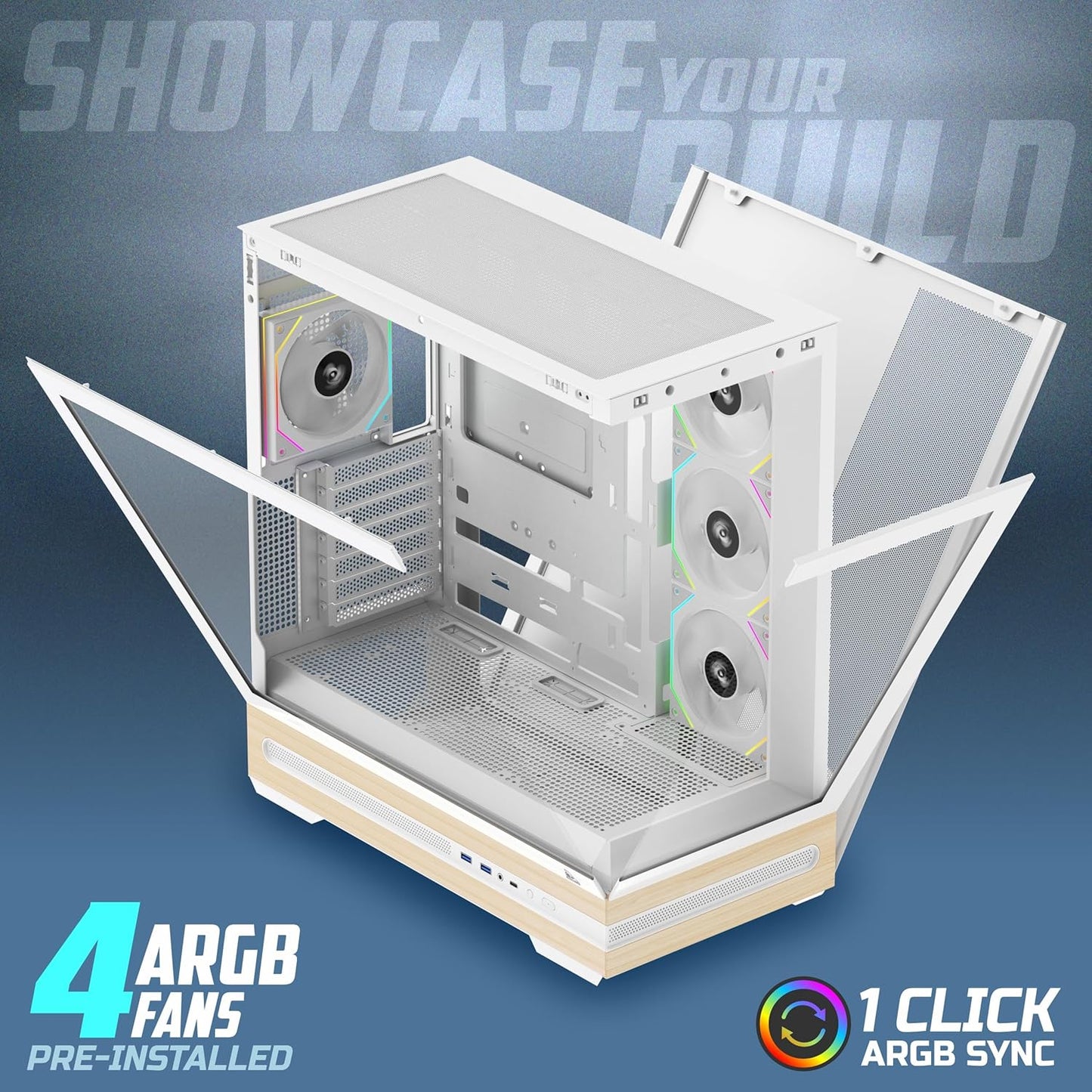 TAG GAMERZ STELLAR PRIME MID-TOWER GAMING CABINET WHITE