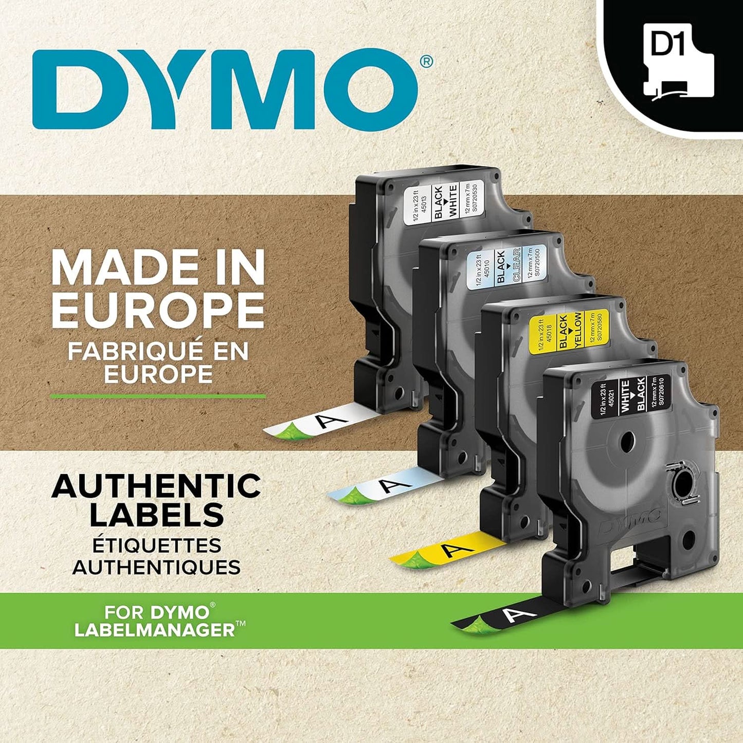 DYMO AUTHENTIC D1 LABELS, BLACK PRINT ON RED TAPE, 19MM X 7M, SELF-ADHESIVE LABELS FOR LABELMANAGER & MOBILELABELER LABEL PRINTERS