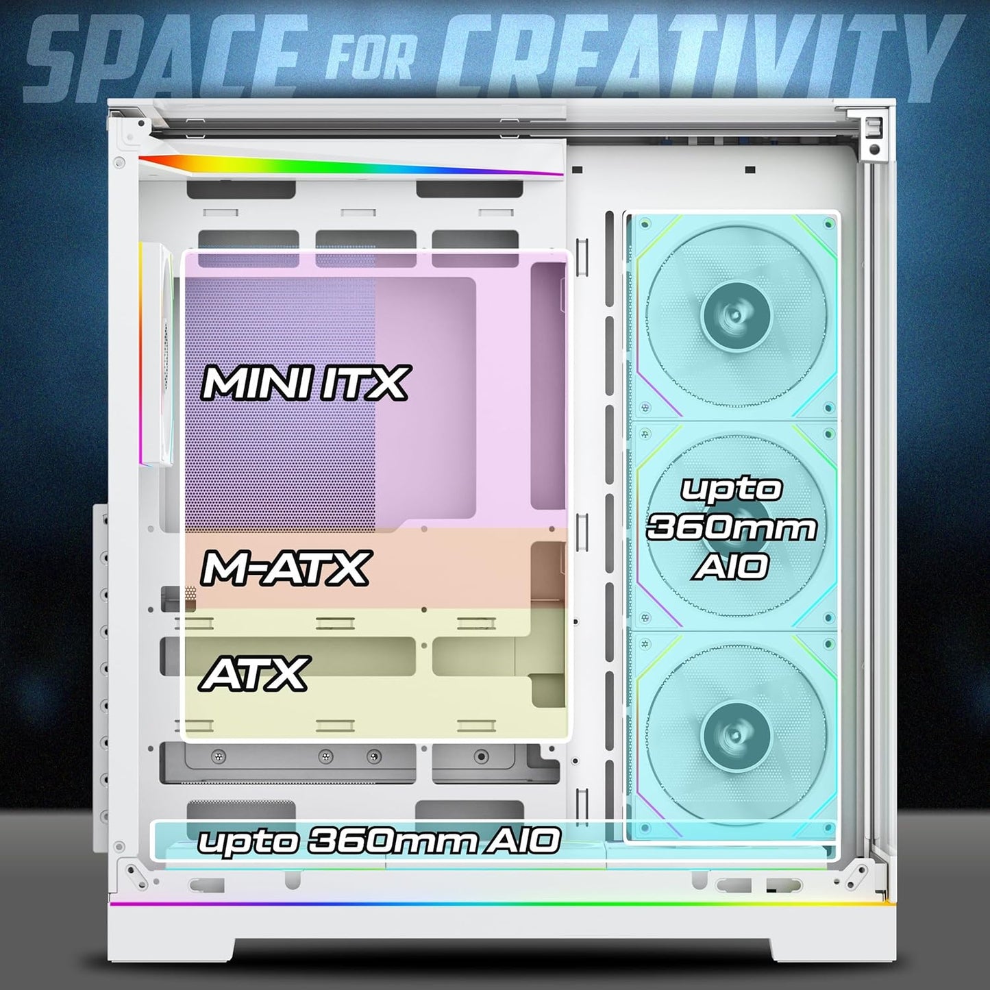 TAG GAMERZ SUPERNOVA MID-TOWER GAMING CABINET WHITE