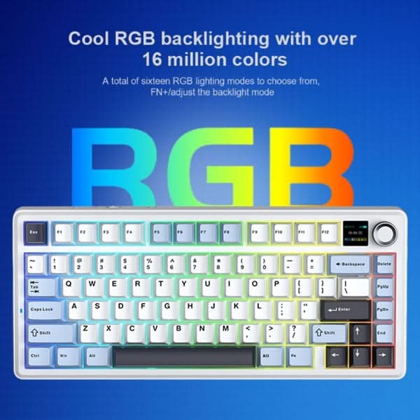 AULA F75 Max Wireless 3 in 1 Mechanical Gaming Keyboard Ice Blue, Reaper Switch