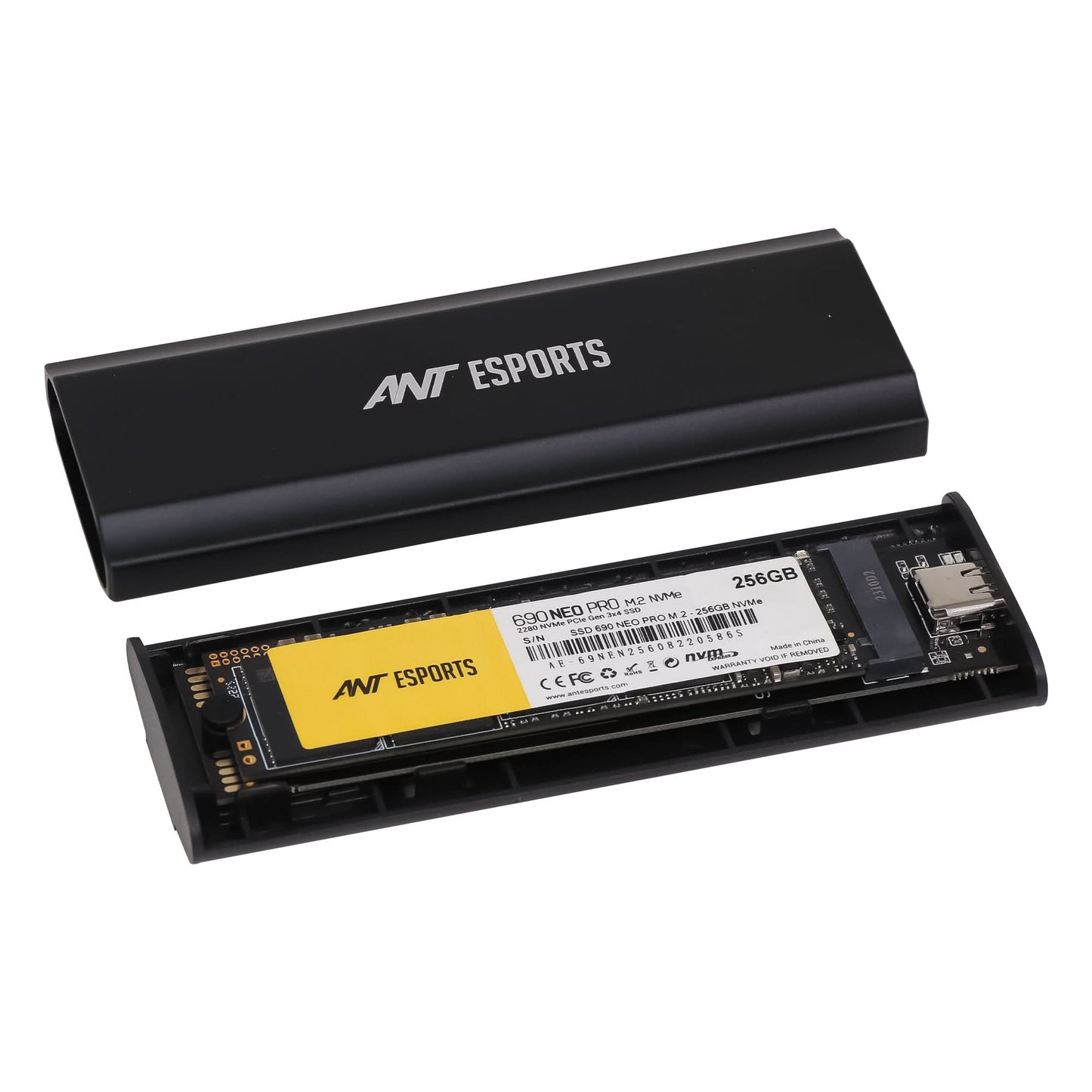 ANT ESPORTS AENE201 M.2 NGFF & NVME SSD ENCLOSURE USB 3.1 I ALUMINUM ENCLOSURE BLACK (B0CQXRLT5B)