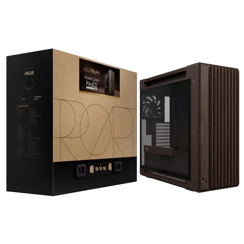 ASUS ProArt PA602 Wood Edition Retro Brown, E-ATX Mid Tower PC Case