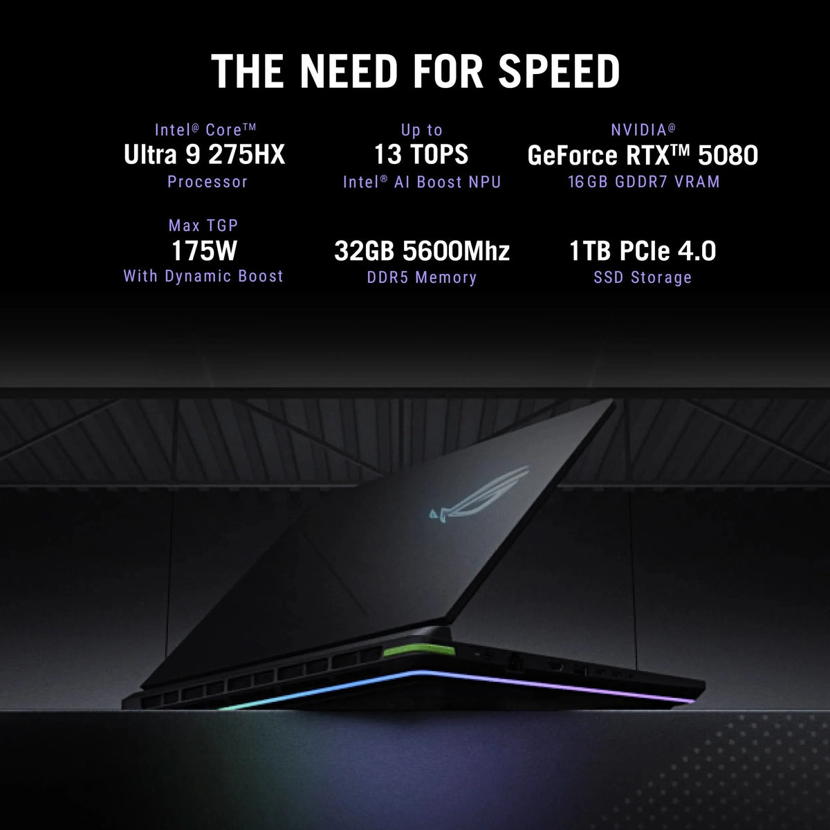 ASUS ROG Strix G16 G615LW-RV148WS, Intel Core Ultra 9 275HX, RTX 5080 GPU, 32GB RAM, 1TB SSD, 16 inch FHD+, Windows 11 Home, Office Home 2024, M365 Basic-1 Year Validity, Gaming Laptop