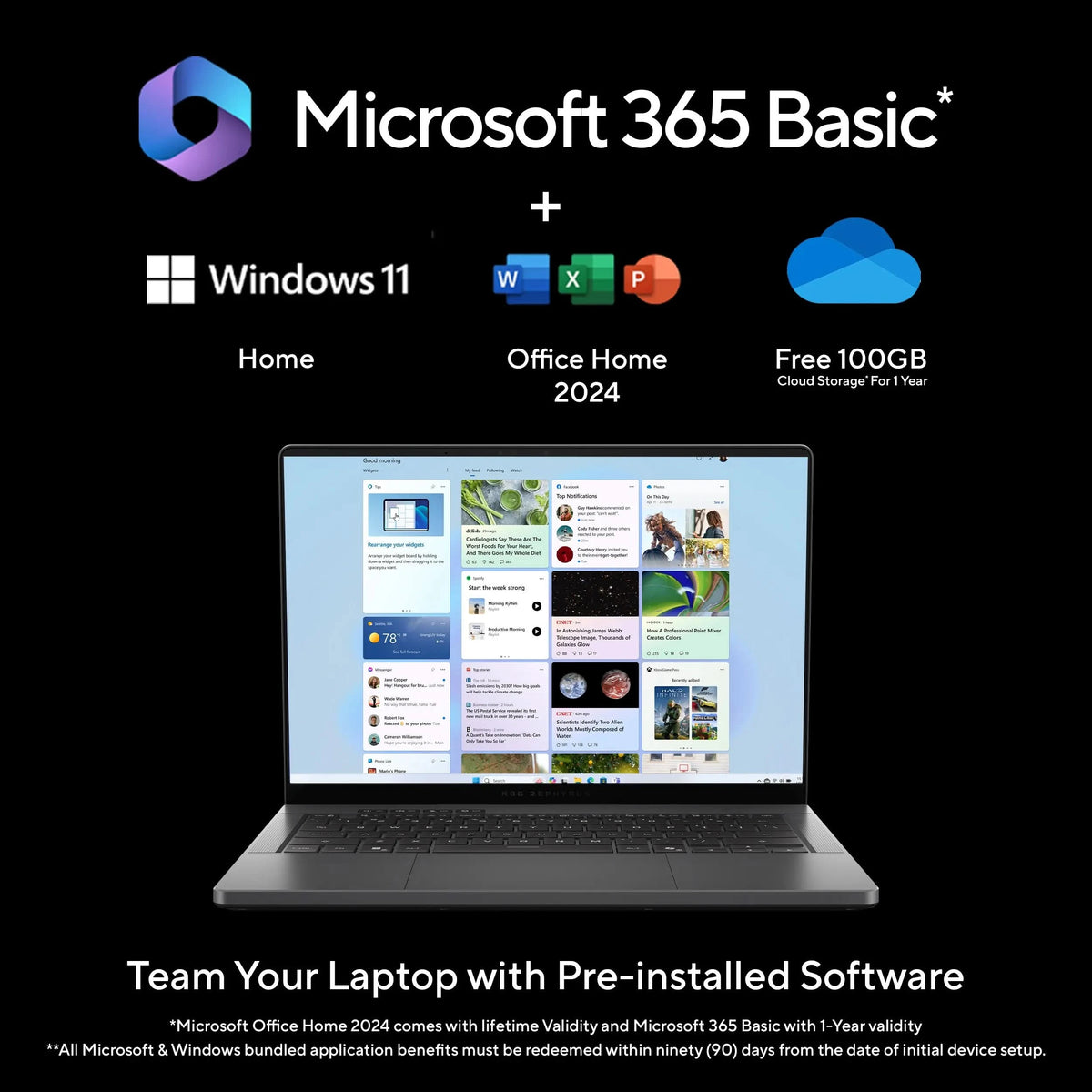 ASUS ROG Zephyrus G14 GU405AP-SY041WS, Intel Core Ultra 9 386H, RTX 5070 GPU, 32GB RAM, 1TB SSD, 14 inch 3K Resolution, Windows 11 Home, Microsoft Office Home 2024, Microsoft 365 Basic, Gaming Laptop