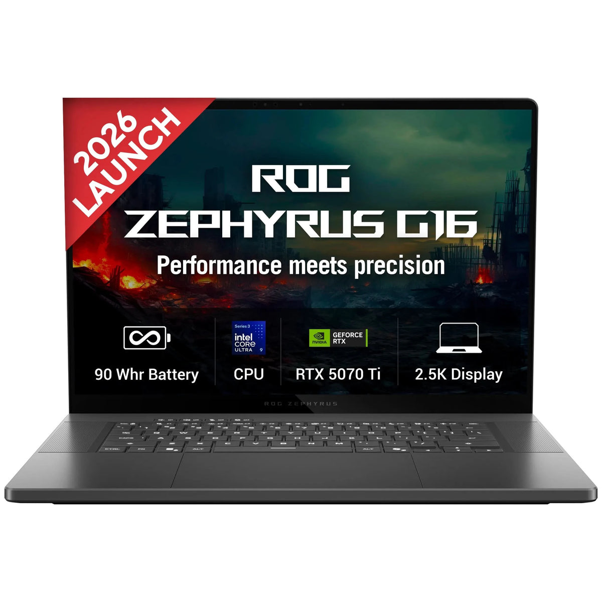 ASUS ROG Zephyrus G16 GU606AR-TB039WS, Intel Core Ultra 9 386H, RTX 5070 Ti GPU, 32GB RAM, 2TB SSD, 16 inch 2.5K Resolution, Windows 11 Home, Microsoft Office Home 2024, Microsoft 365 Basic, Gaming Laptop