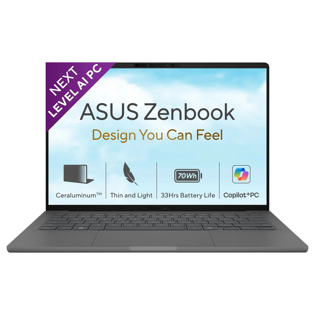 ASUS Zenbook A14 UX3407NA-QD226WS, Snapdragon X2 Elite X2E88100, 16GB RAM, 512GB SSD, Qualcomm Adreno GPU, 14 inch OLED FHD+, Windows 11 Home, Office Home 2024, M365 Basic-1 Year Validity, AI Powered Laptop