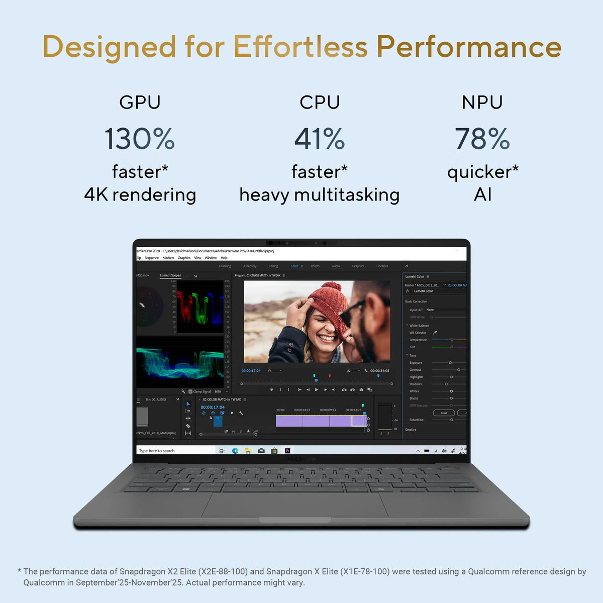 ASUS Zenbook A14 UX3407NA-QD226WS, Snapdragon X2 Elite X2E88100, 16GB RAM, 512GB SSD, Qualcomm Adreno GPU, 14 inch OLED FHD+, Windows 11 Home, Office Home 2024, M365 Basic-1 Year Validity, AI Powered Laptop