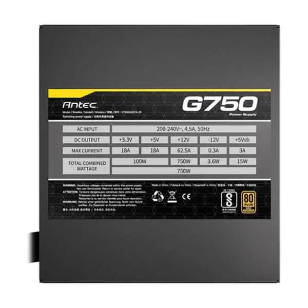 ANTEC G750 750 WATT 80 PLUS GOLD SMPS