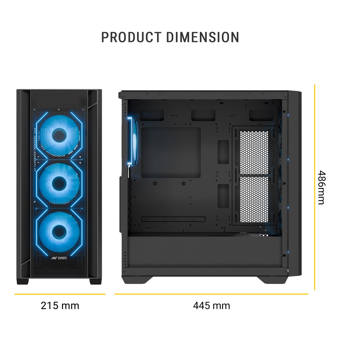 Ant Esports AQUA 360 4F Mid Tower Gaming Cabinet Black