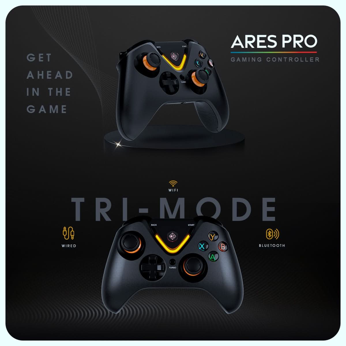 Cosmic Byte Ares Pro Tri-Mode Wireless-Bluetooth-Wired Controller for PC, Wireless Audio Port, Hall Joystick