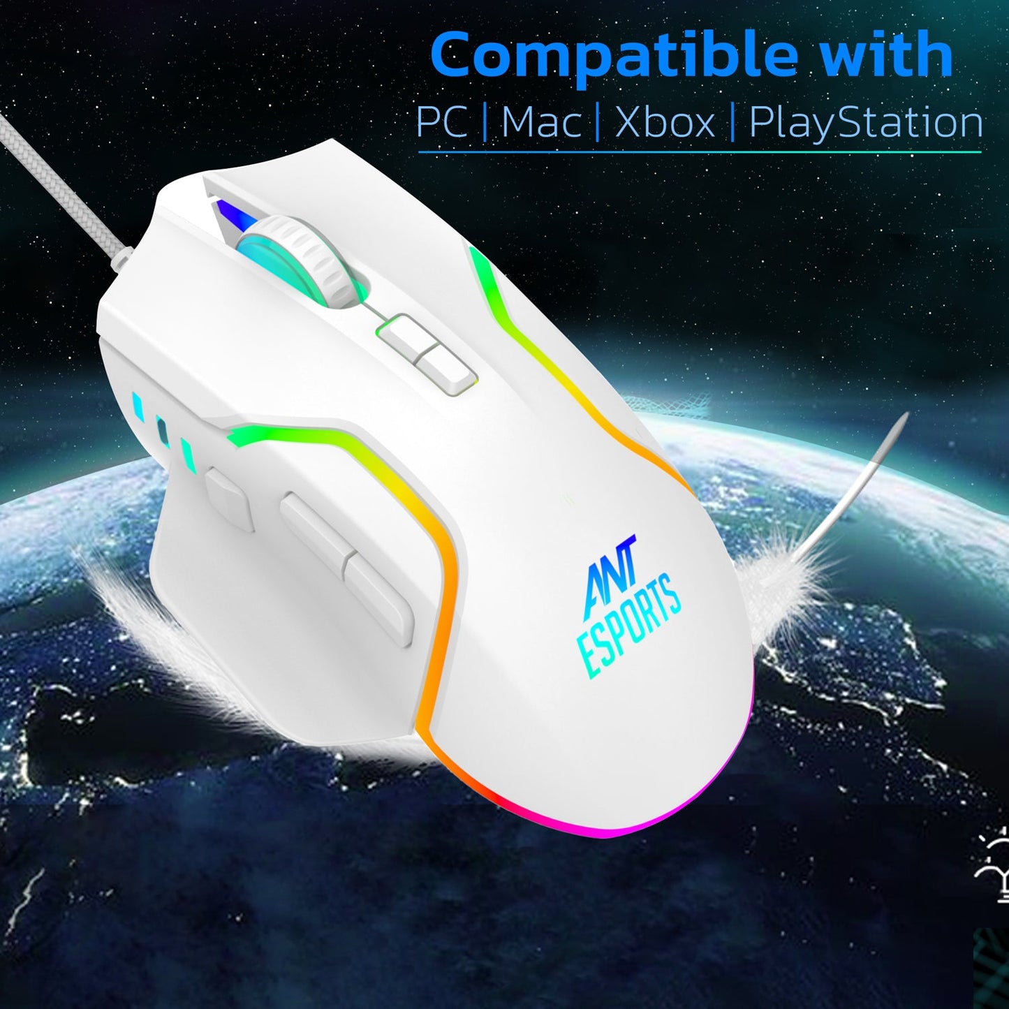 ANT ESPORTS GM320 RGB WIRED OPTICAL GAMING MOUSE -WHITE