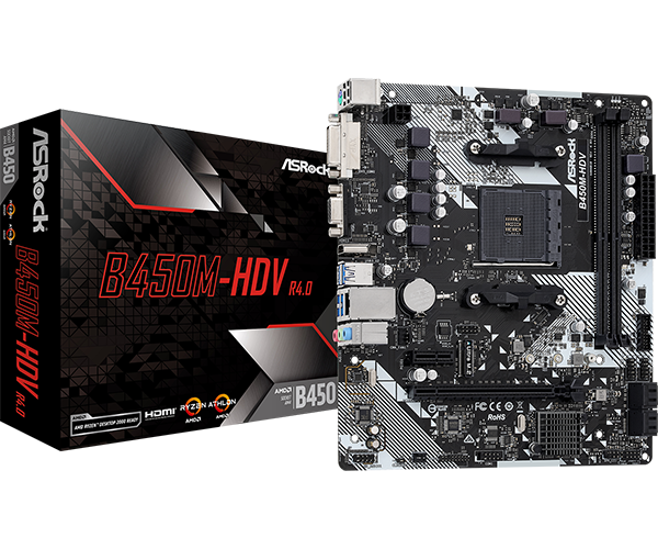 ASROCK B450M HDV R4.0 AMD AM4 MOTHERBOARD