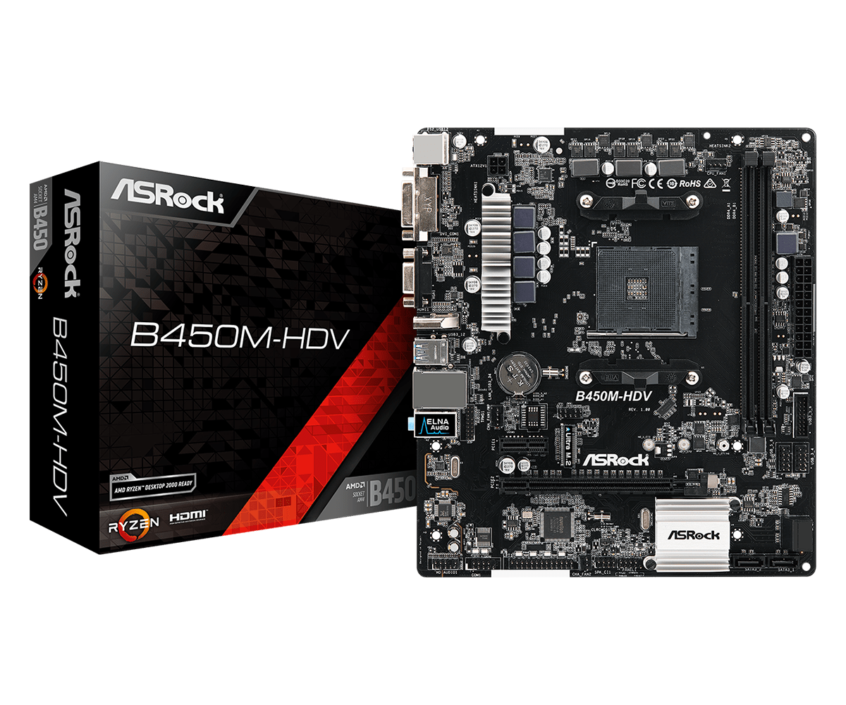 ASROCK B450M HDV AMD AM4 MOTHERBOARD