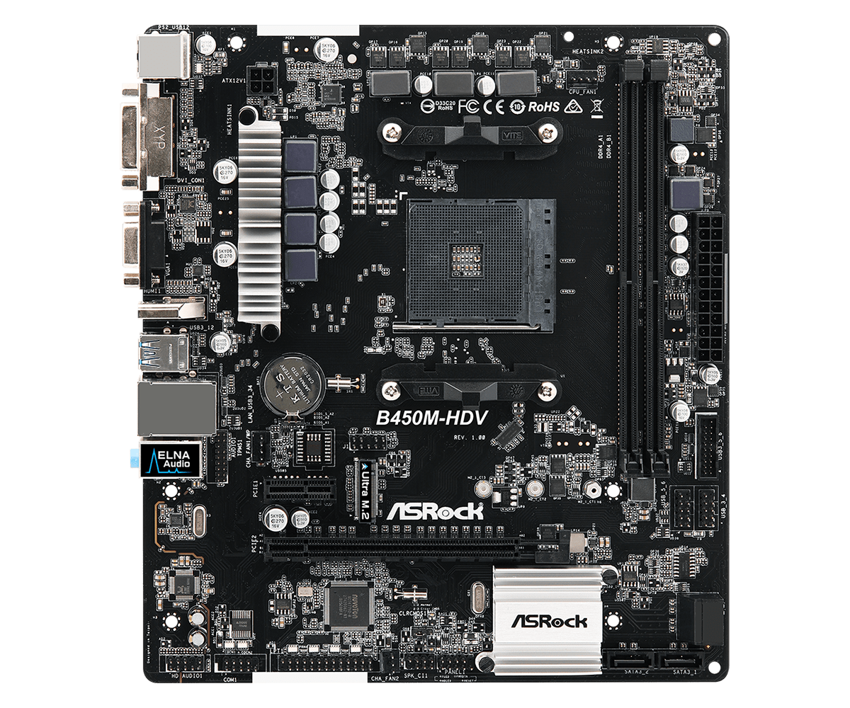 ASROCK B450M HDV AMD AM4 MOTHERBOARD