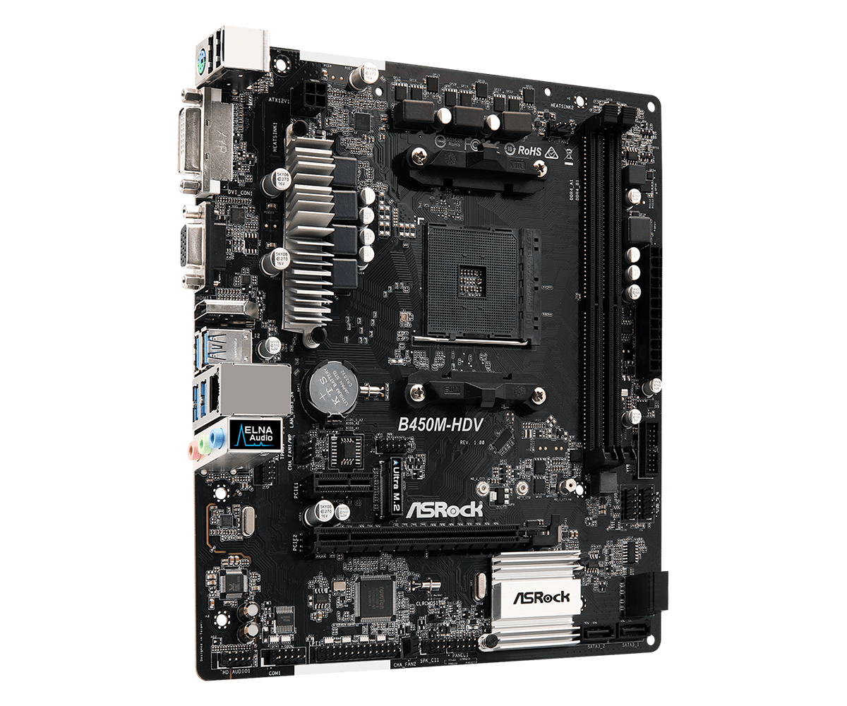 ASROCK B450M HDV AMD AM4 MOTHERBOARD