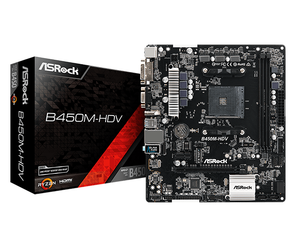 ASROCK B450M HDV AMD AM4 MOTHERBOARD