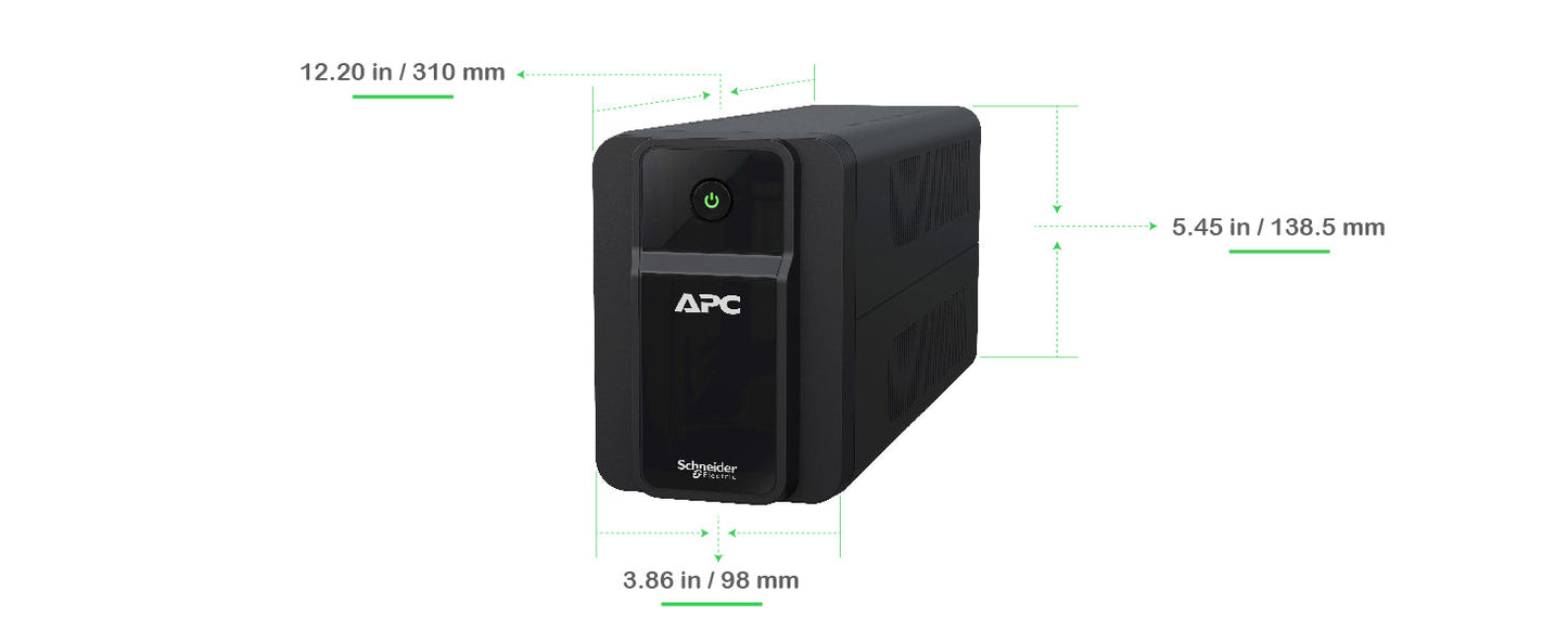 APC BACK-UPS BX600I-IN 600VA/360W | 230V | 3 INDIA 3-PIN 6A OUTLETS | AUTOMATIC VOLTAGE REGULATION | VISUAL LED AND AUDIBLE ALARMS | REPLACE BATTERY & OVERLOAD INDICATORS | GENERATOR COMPATIBLE & AUTO START FUNCTION | USER REPLACABLE BATTERY |