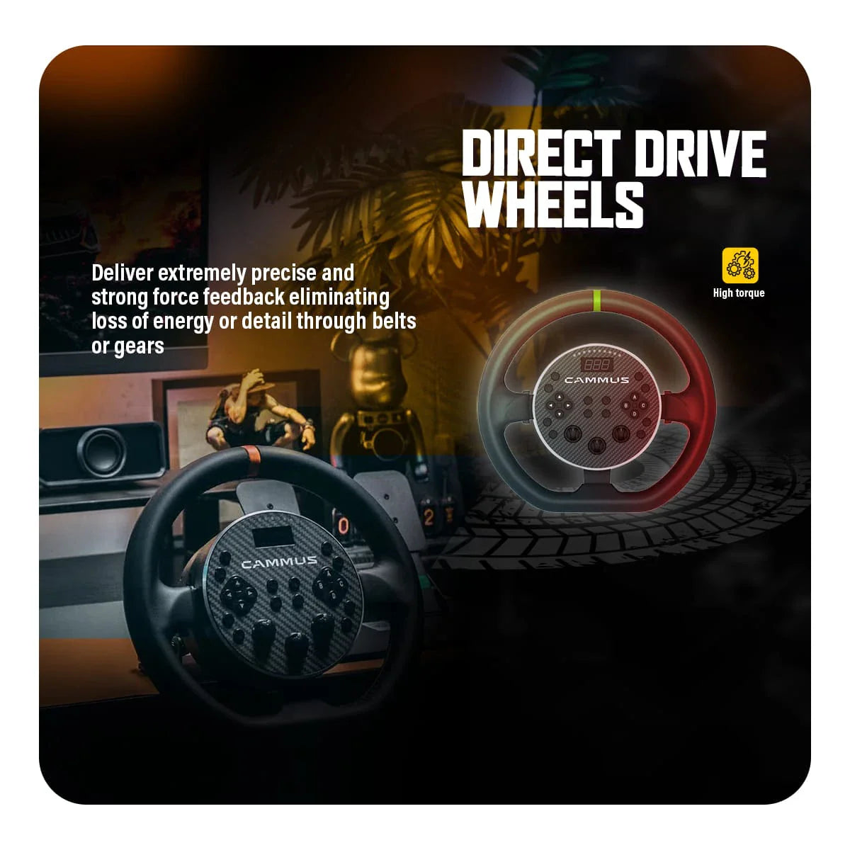 COSMIC BYTE CAMMUS DIRECT DRIVE WHEEL BUNDLE- C5 STEERING WHEEL, CP5 PEDALS, CS5 DESK CLAMP