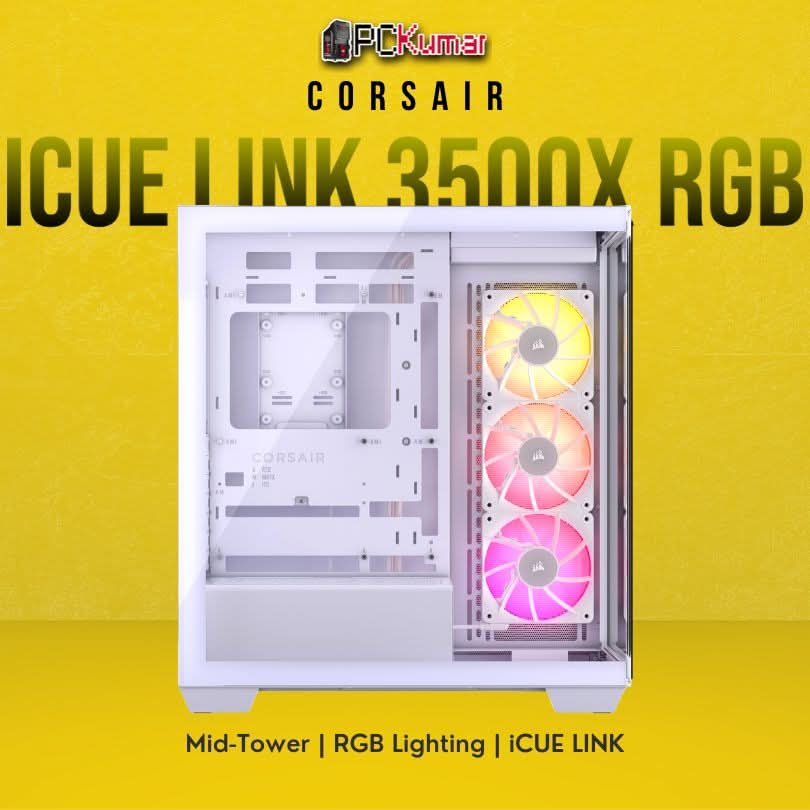 CORSAIR ICUE LINK 3500X RGB TEMPERED GLASS MID-TOWER, WHITE
