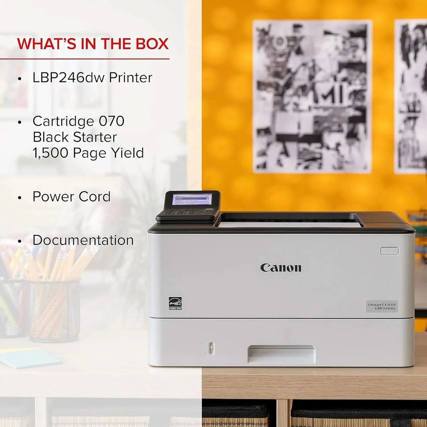 Canon imageCLASS LBP246dw - Monochrome Duplex, Wireless Laser Printer, Single Function, Mobile Ready, 42 PPM, White