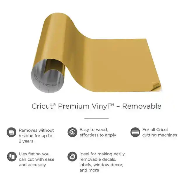 Cricut Premium Vinyl Permanent, Gold, 2011574, IM031616