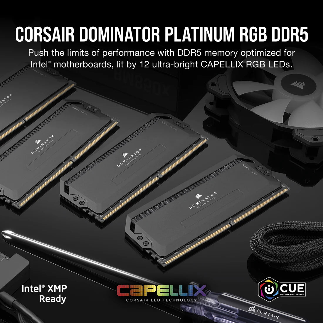 CORSAIR MEMORY CMT64GX5M2B6000C30 DOMINATOR PLATINUM RGB DDR5 RAM 64GB (2X32GB) 6000MHZ CL30 INTEL XMP ICUE COMPATIBLE COMPUTER MEMORY - BLACK