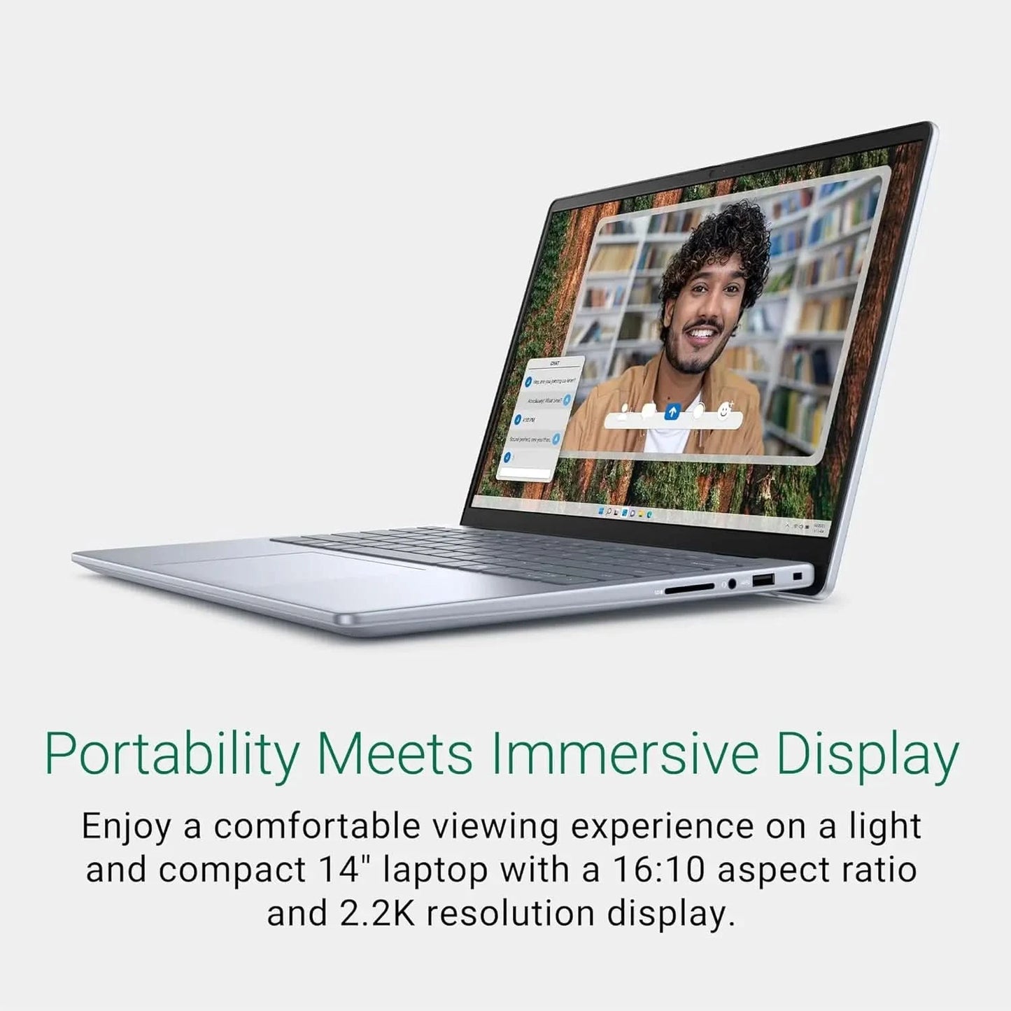 Dell Inspiron 5445 Thin & Light Laptop, AMD R5-8540U Processor, 16GB DDR5 + 512GB SSD, 14" (35.52cm) FHD+AG 250nits Display, Backlit KB, Win 11 + MSO'21, 15 Months McAfee, Ice Blue, 1.61kg