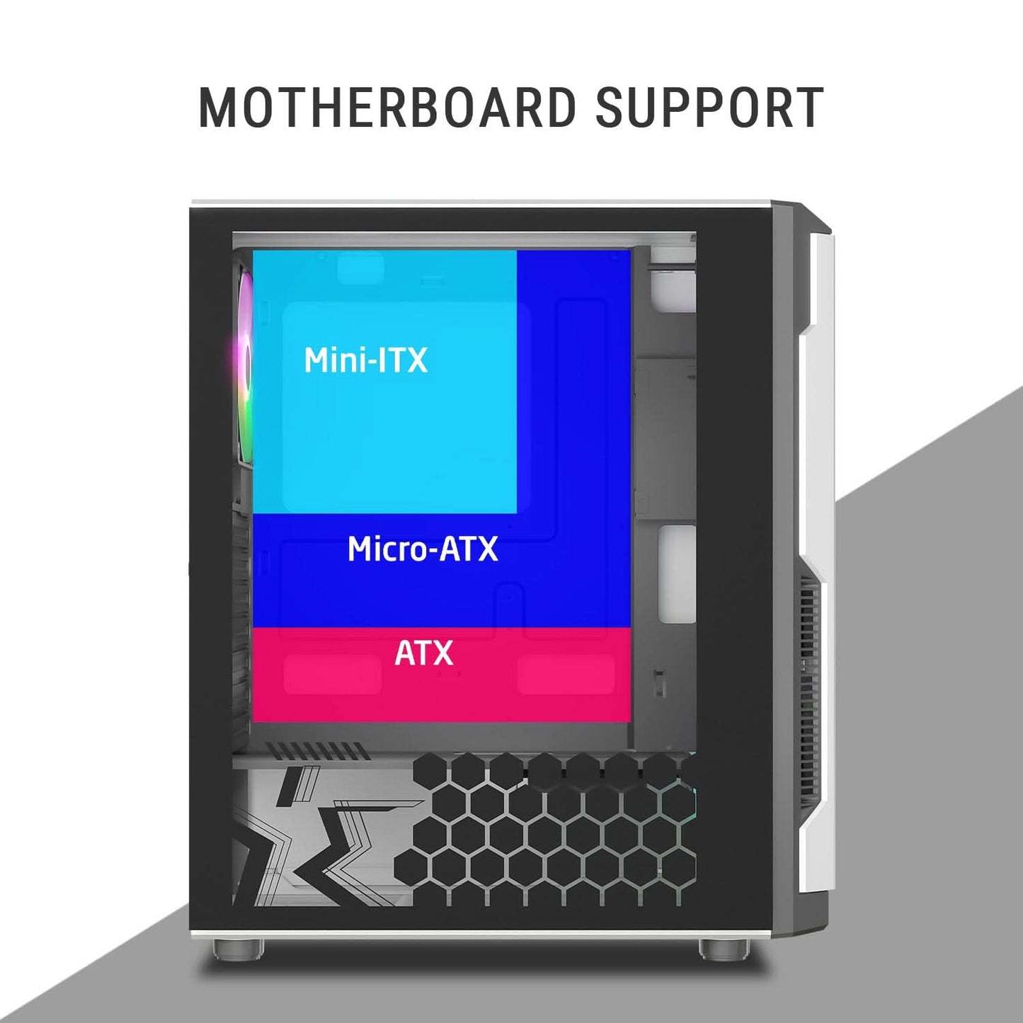 ANT ESPORTS ECLIPSE MID TOWER (ATX/M-ATX/M-ITX) WHITE-GREY CABINET 3X120MM FANS