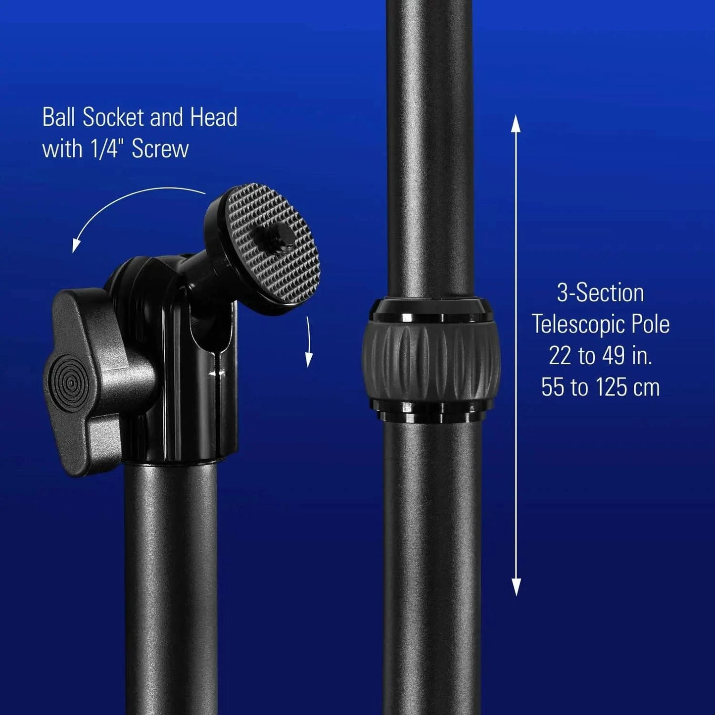 Corsair Elgato Master Mount L - Extendable Up to 125 CM/49 Inches, Center Ball Head, 1/4" Screw, Padded Desk Clamp, Compatible With All Master Mount Accessories