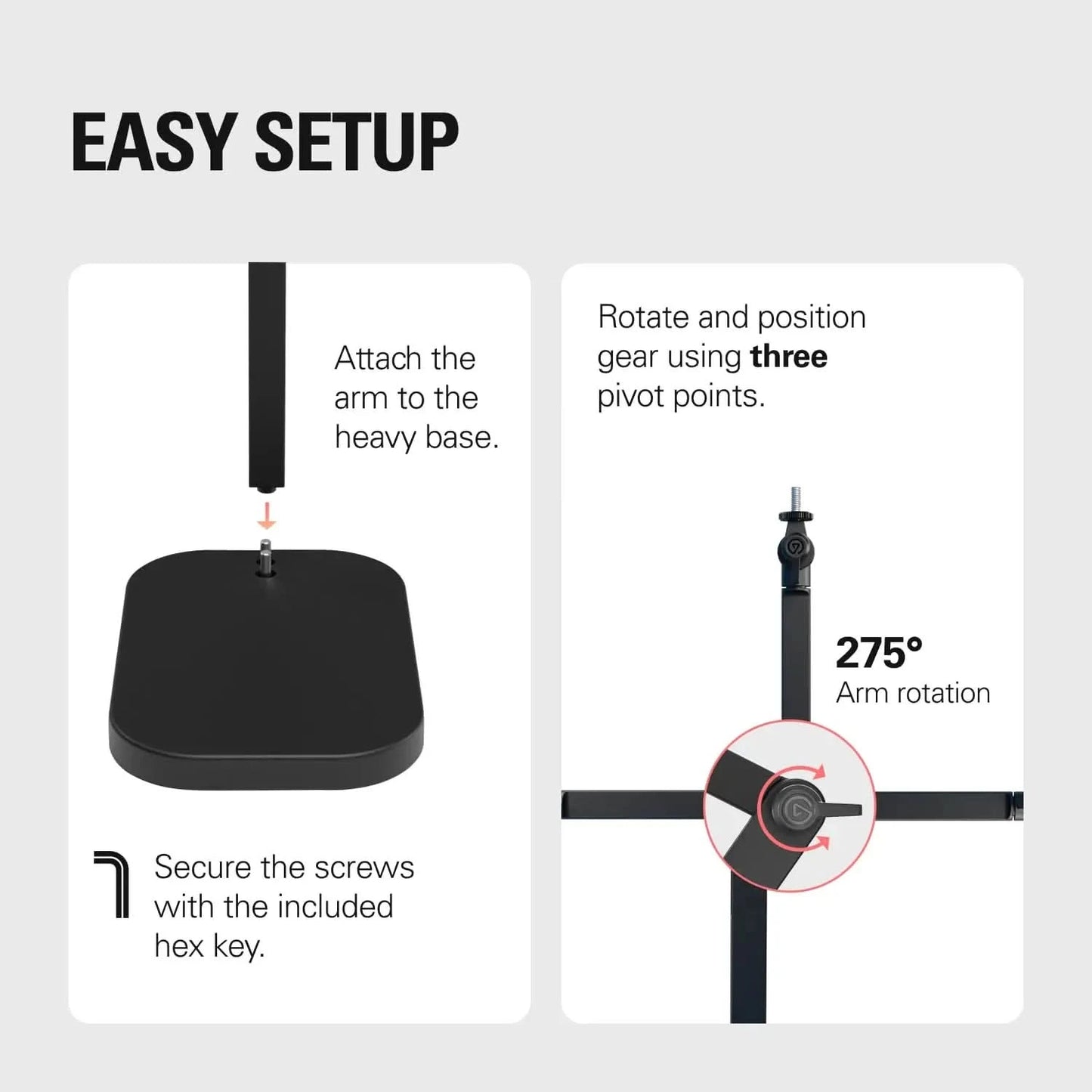 Elgato Wave Desk Stand - Adjustable Mounting Arm for Microphones, Works, HyperX, Rode, Fifine, Shure and More Mics, Compatible 1/4, 3/8 & 5/8 Thread, for Recording/Podcasting/Streaming