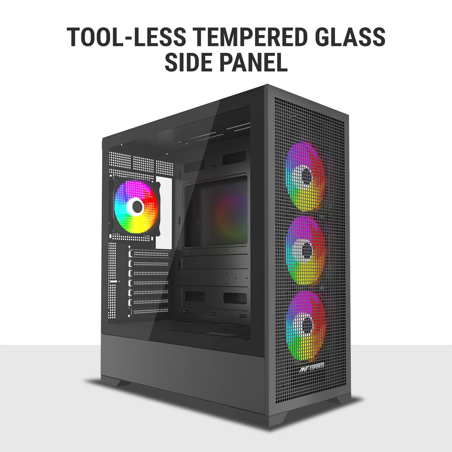 ANT ESPORTS EVO 360 MID TOWER (ATX/M-ATX/M-ITX) BLACK CABINET 3X120MM FANS