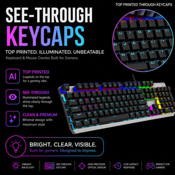 AULA F2066-II USB Full Size Wired Mechanical Gaming Keyboard Black – Clicky Blue Switches