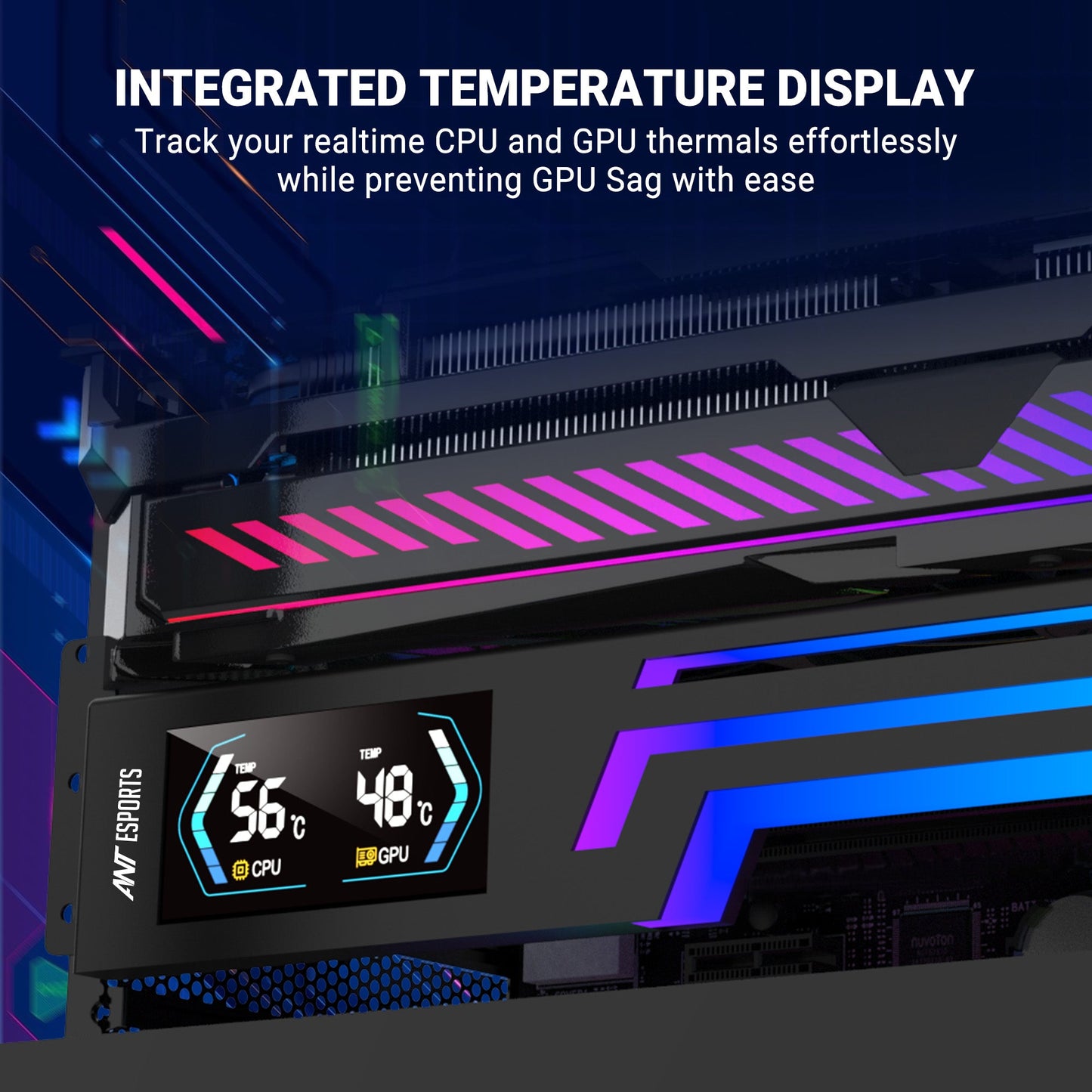 ANT ESPORTS GCB200 DIGITAL ADDRESSABLE RGB GRAPHICS CARD HOLDER (BLACK)