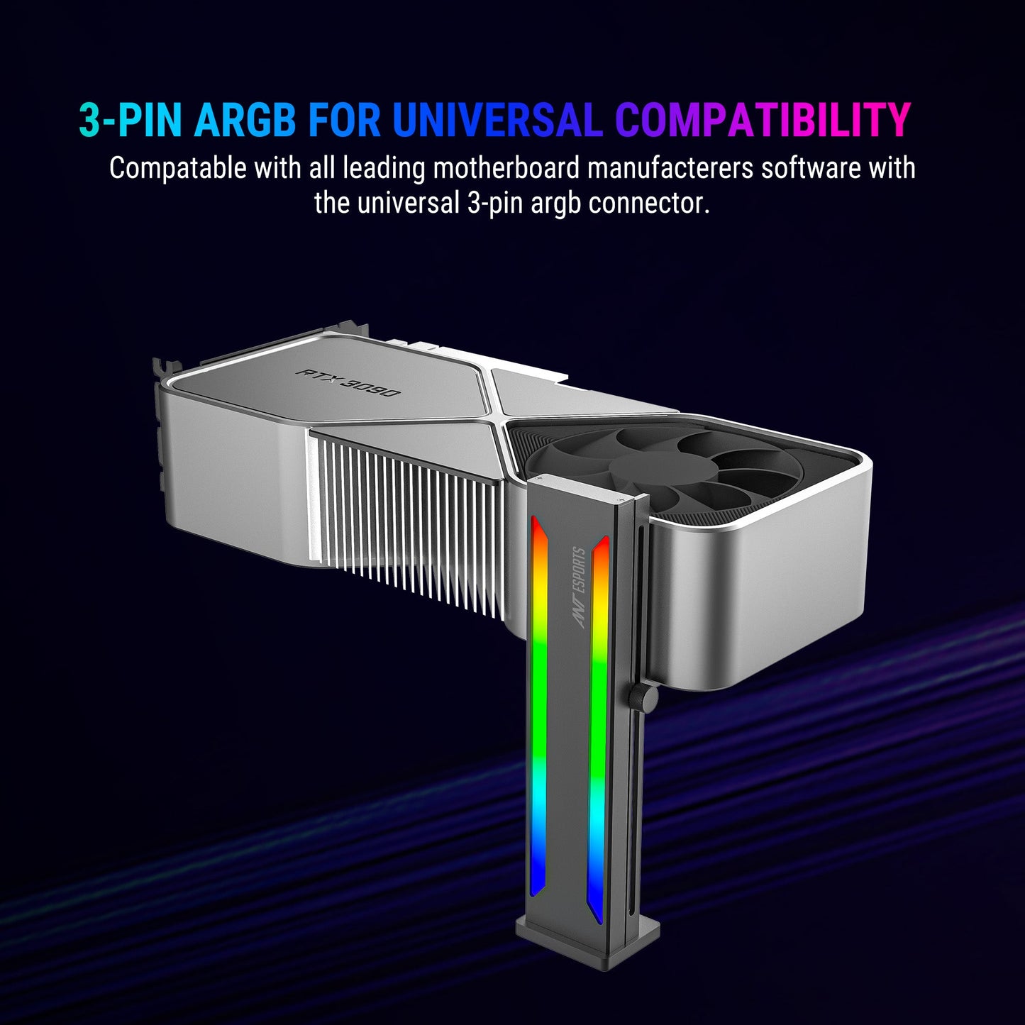 ANT ESPORTS GCB70 ADDRESSABLE RGB GRAPHICS CARD HOLDER (BLACK)