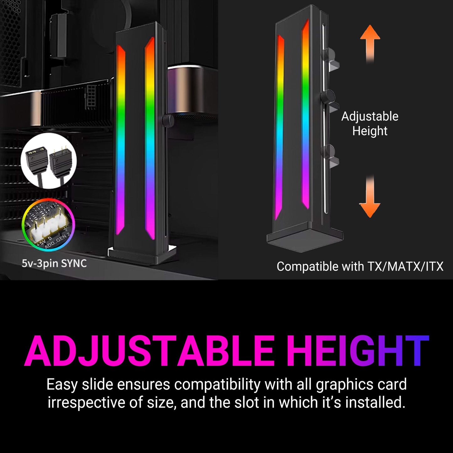 ANT ESPORTS GCB70 ADDRESSABLE RGB GRAPHICS CARD HOLDER (BLACK)