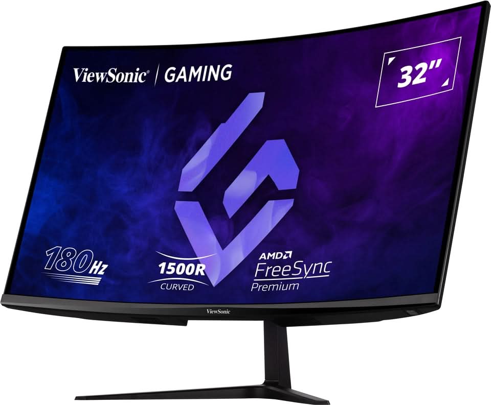 Viewsonic Omni Curved Gaming Monitor Vx3218-Pc-Mhd 32 Inch (81.28 Cm) LED 1920 x 1080 Pixels, Va Panel Full Hd, 300 Nits, 165Hz, 1Ms, 1500R Curve, Amd Adaptive Sync, Dual Speakers, Hdmi 1.4 X 2, Black