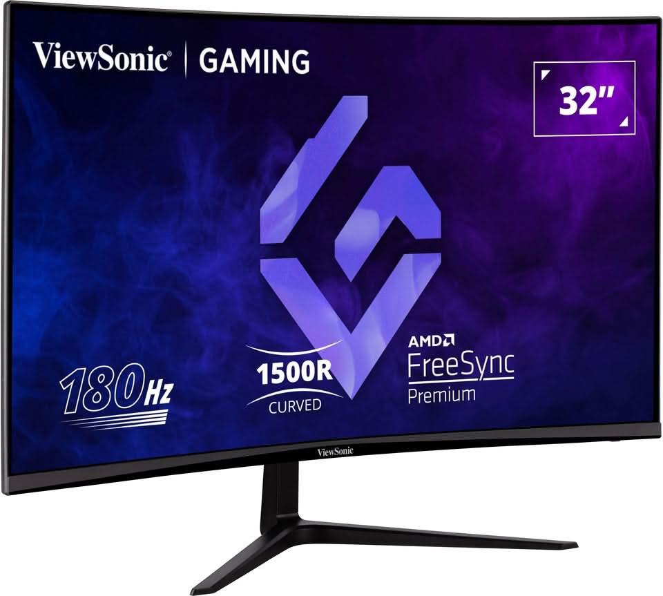 Viewsonic Omni Curved Gaming Monitor Vx3218-Pc-Mhd 32 Inch (81.28 Cm) LED 1920 x 1080 Pixels, Va Panel Full Hd, 300 Nits, 165Hz, 1Ms, 1500R Curve, Amd Adaptive Sync, Dual Speakers, Hdmi 1.4 X 2, Black