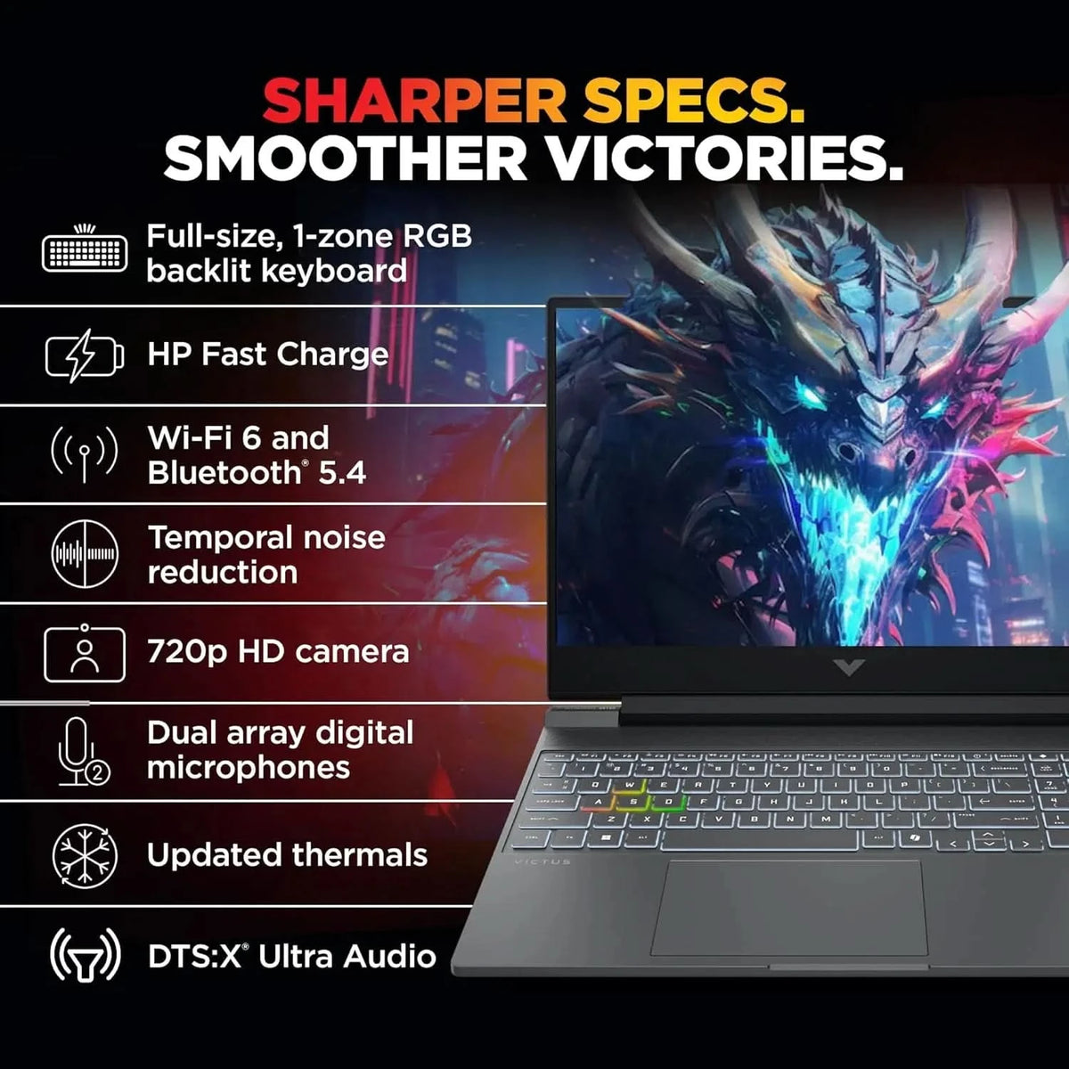HP Victus, Intel Core i5-14450HX 14th Gen, 6GB RTX 4050, 24GB DDR5 RAM, 512GB SSD, FHD, 144Hz, 300 nits, 15.6 inch, Windows 11 Home, M365, Office24, Silver, 2.29kg, fa2382tx, RGB Gaming Laptop