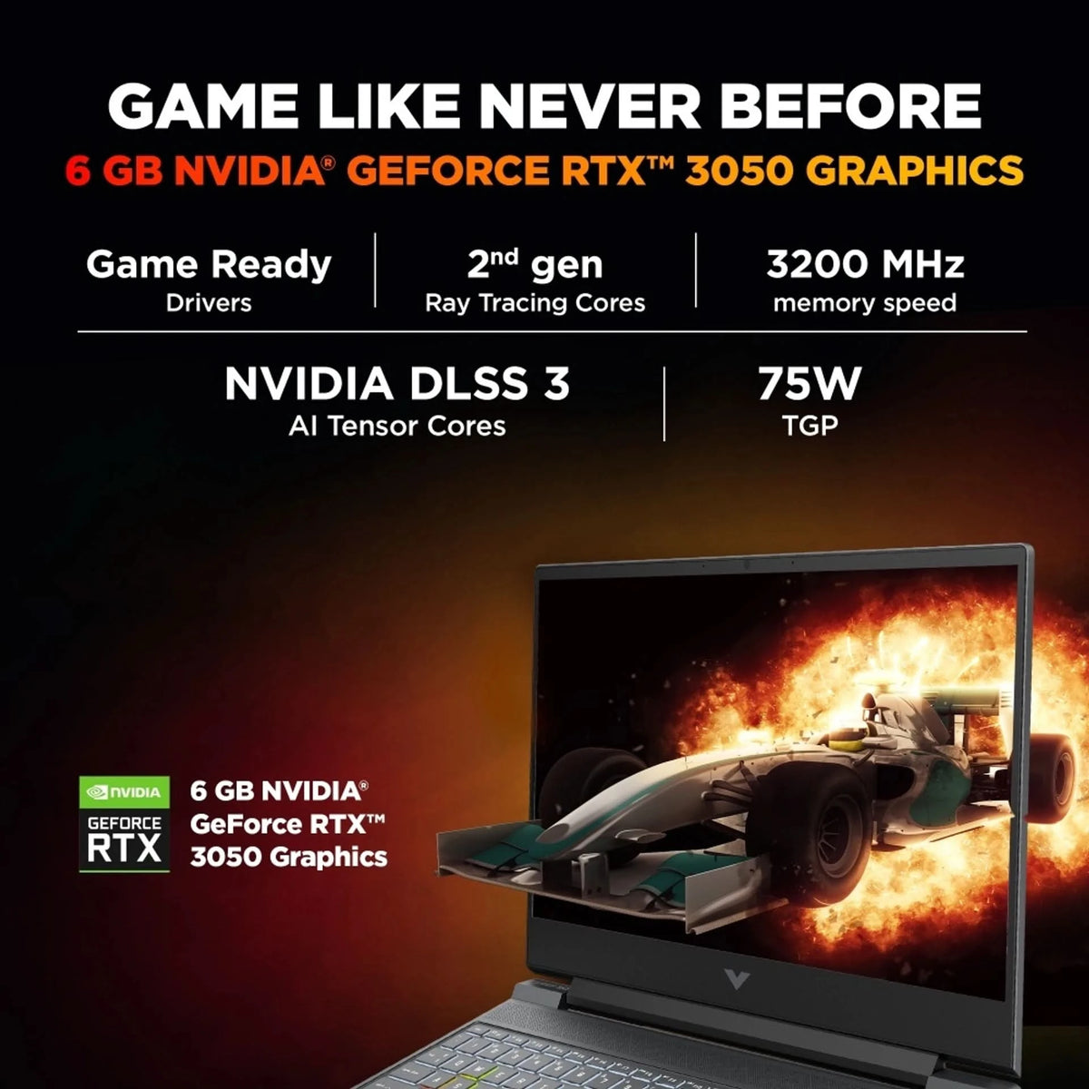HP Victus, Intel Core i5 13th Gen 13450HX, 16 GB RAM, 512 GB SSD, Windows 11 Home, 6 GB Graphics, GeForce RTX 3050, 15.6 inch, Silver, 2.29 kg, With MS Office, 15-fa2652TX Gaming Laptop