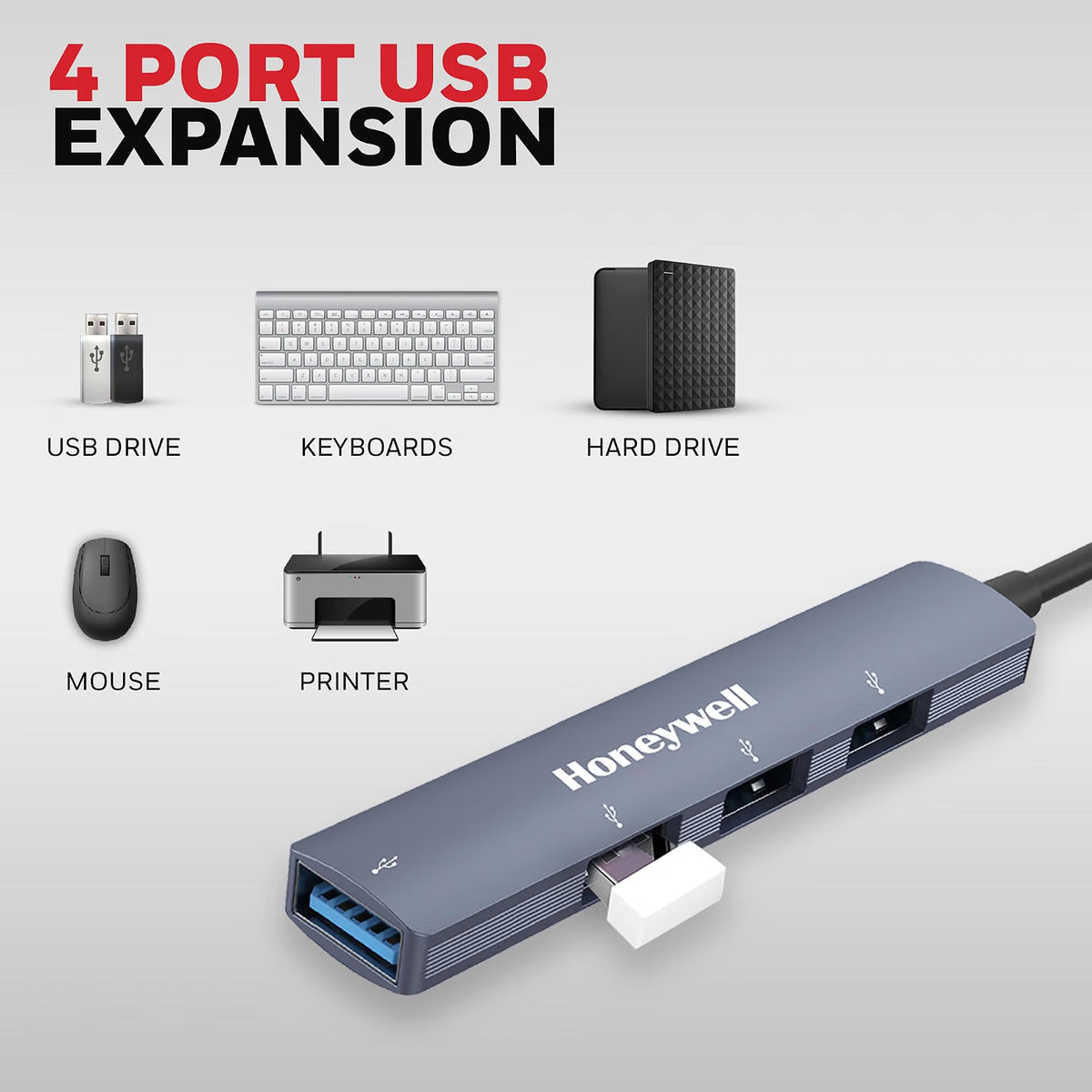 Honeywell 4-in-1 Ultra Slim USB Hub 1x USB 3.0 & 3x USB 2.0