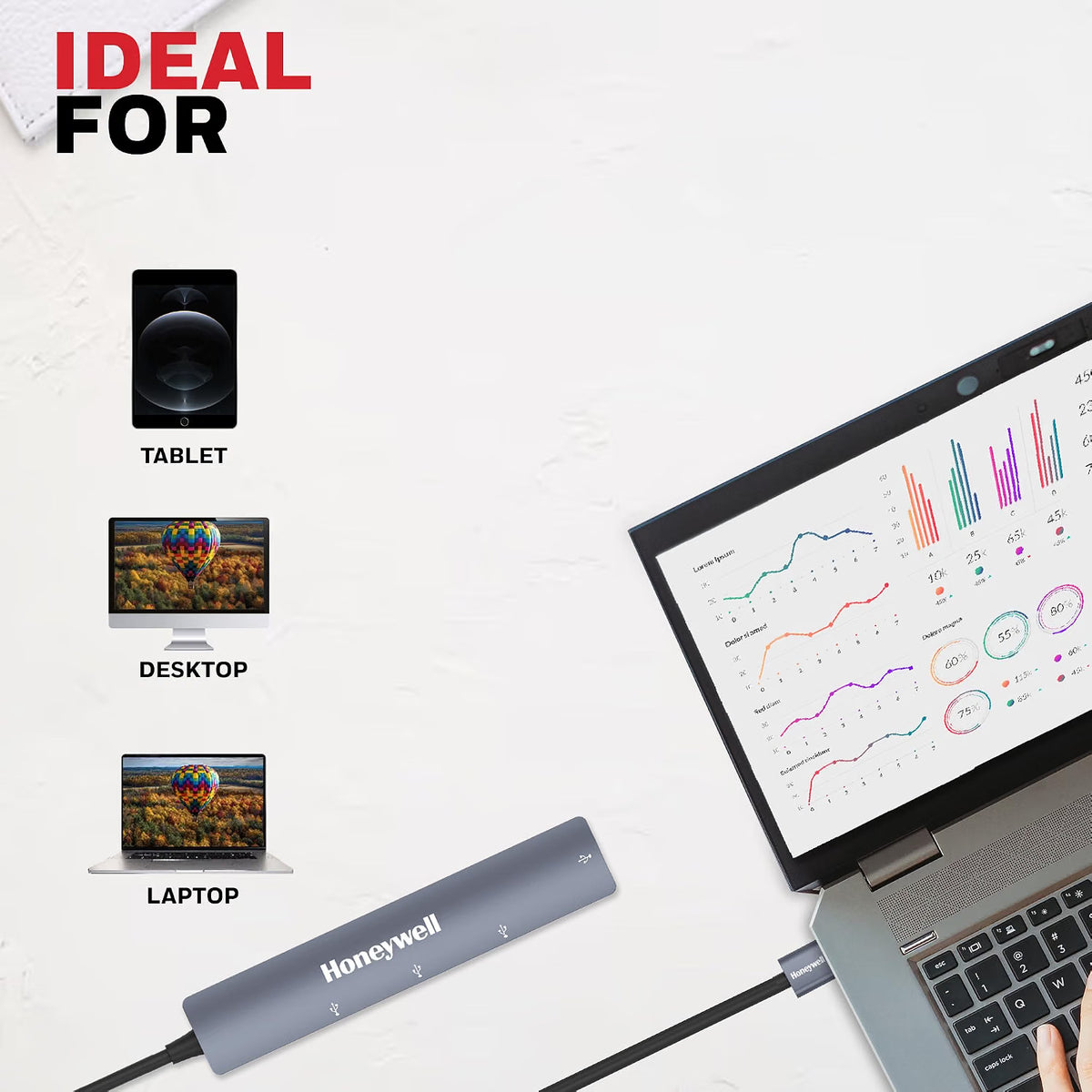 Honeywell 4-in-1 Ultra Slim USB Hub 1x USB 3.0 & 3x USB 2.0